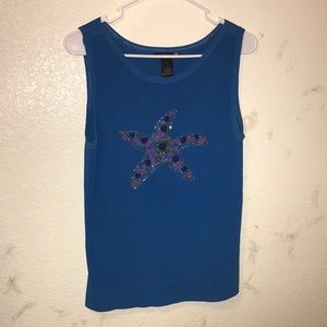 Rayon/Nylon Jade Sweater Tank w/ Sparkly Starfish